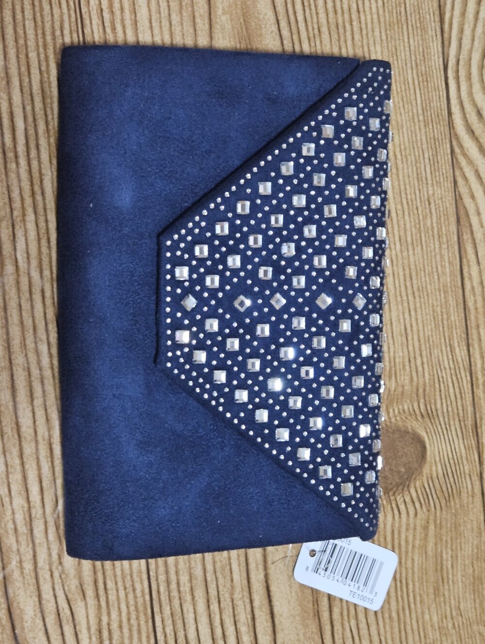Navy Blue Clutch With Rhinestones - Picture 2 of 7